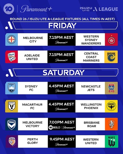 Isuzu UTE A-League Round 26 fixture