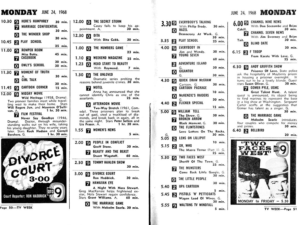 Classic TV Listings TV History Media Spy