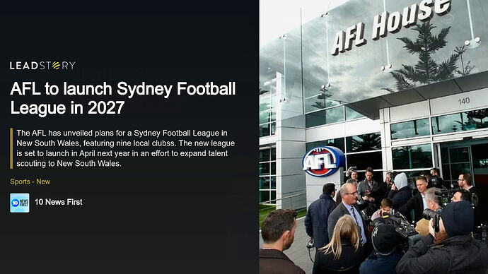 LeadStory Sports News channel - Australian version 2026-08-13