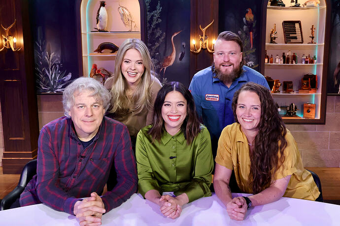 TATM_Host Alex Lee with guests Tegan Higginbotham, Alan Davies, Zoe Coombs Marr, Brett Blake_image courtesy of i8 Studio