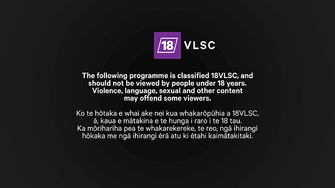 Classification/audience advisory - 18-VLSC