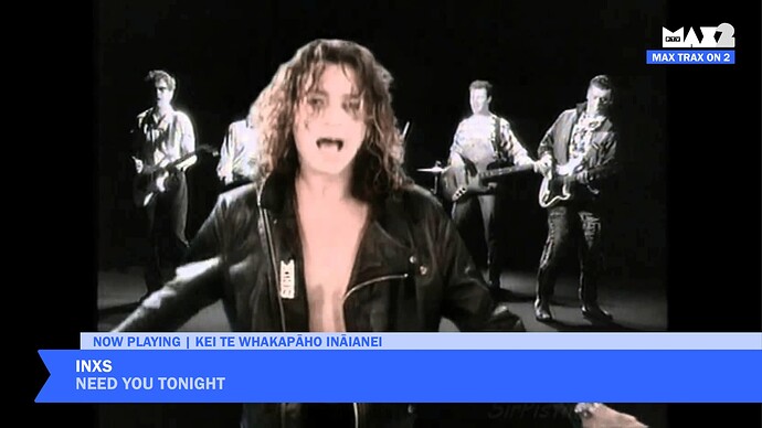 "Now playing" - current song lower-third/super (MAX 2)