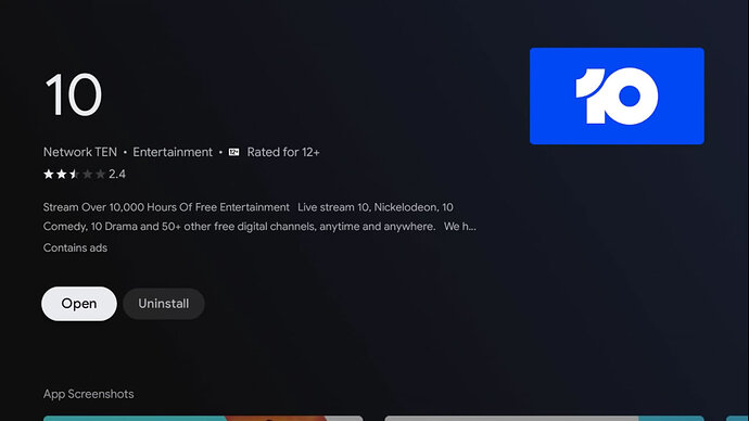 10 app on Android TV Play Store 2025-06-25