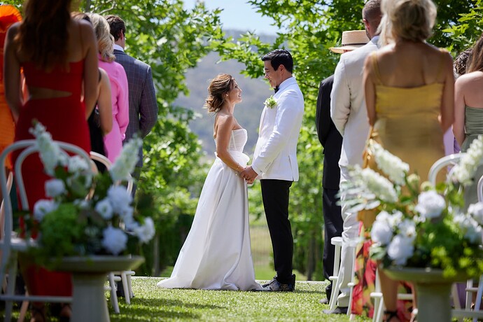 EP 8238 Smiling unashamedly, Leah (A.NICODEMOU) takes her place at Justin's (J.STEWART) side as the ceremony gets underway_resiz