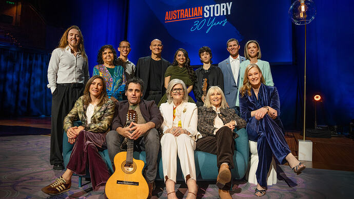 Guests at Australian Story live plus host Leigh Sales and Governor General Sam Mostyn