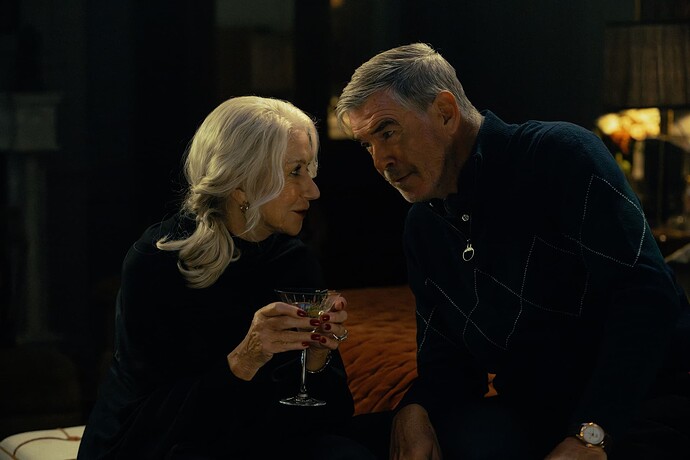 Paramount+ MobLand_S1_Helen Mirren as Maeve Harrigan and Pierce Brosnan as Conrad Harrigan.