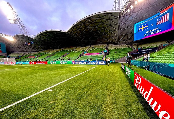 Pitch side at Melbourne Rectangular Stadium at the FIFA Women's World Cup 2023