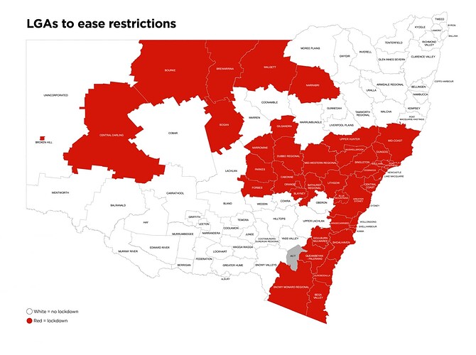 LGAs within NSW to ease restrictions