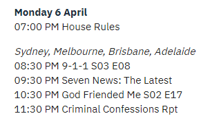 Seven Network - Programs and Schedules (2015-Apr 2025) - Page 255 ...