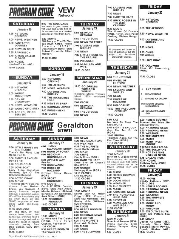 Classic TV Listings - TV History - Media Spy