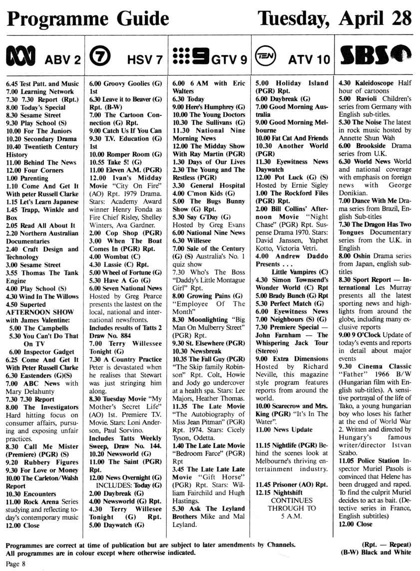 Classic TV Listings TV History Media Spy