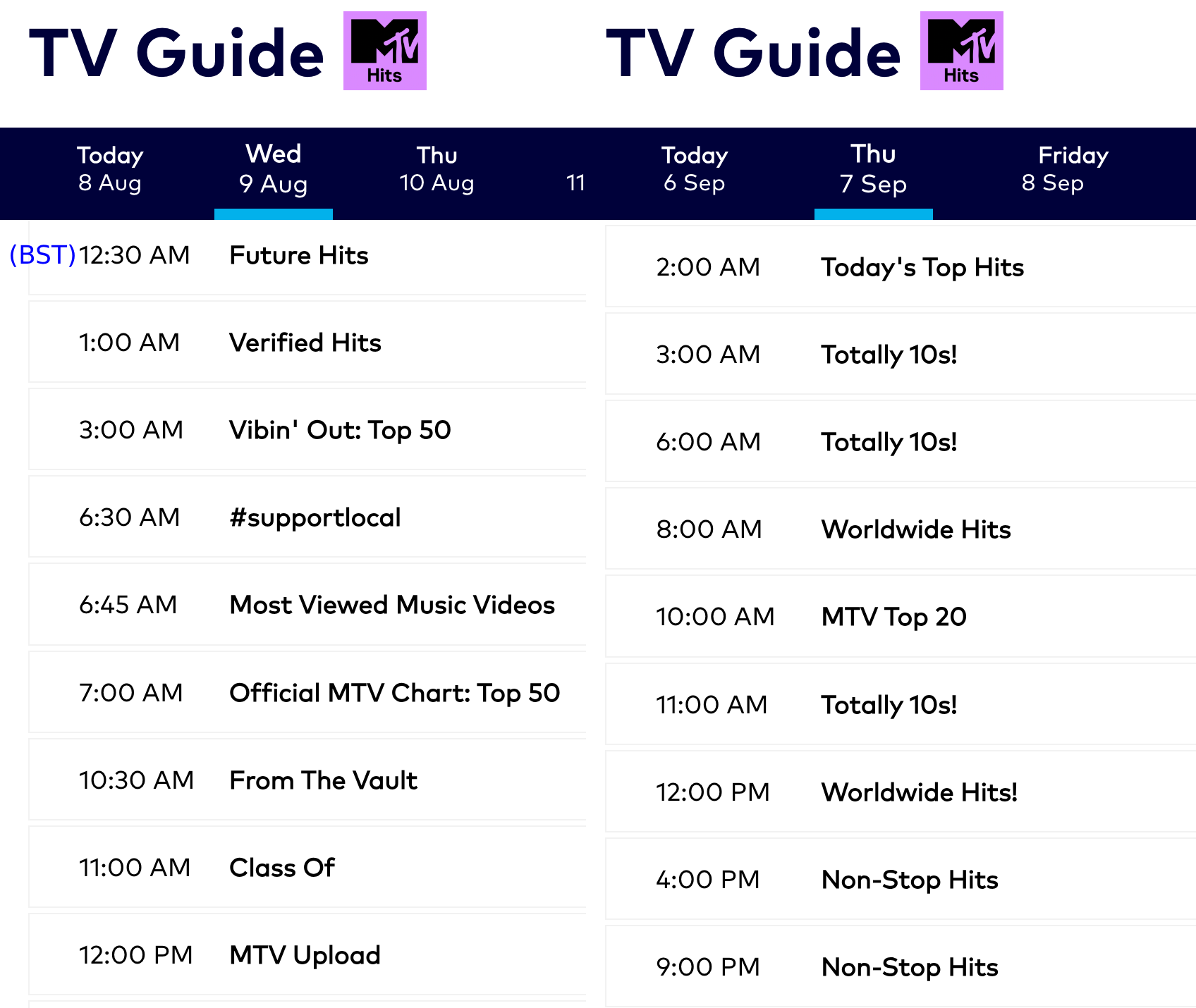 Mtv Guide MTV channels - Page 11 - Subscription and International - Media Spy