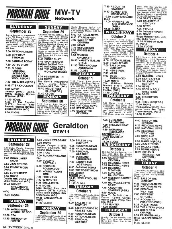 Classic TV Listings - TV History - Media Spy