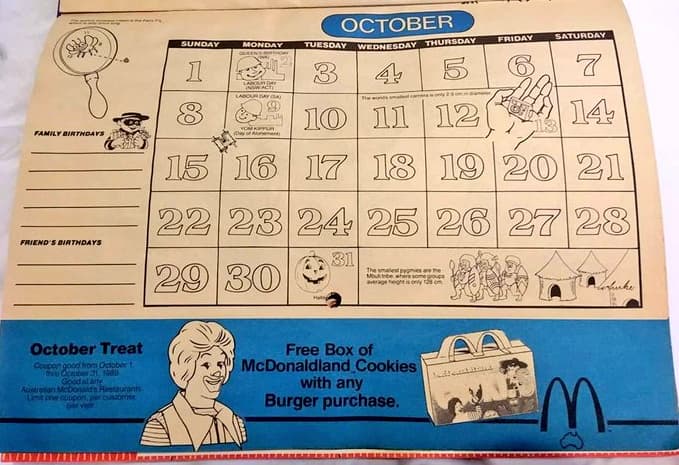 McDonald's 1989 Calendar